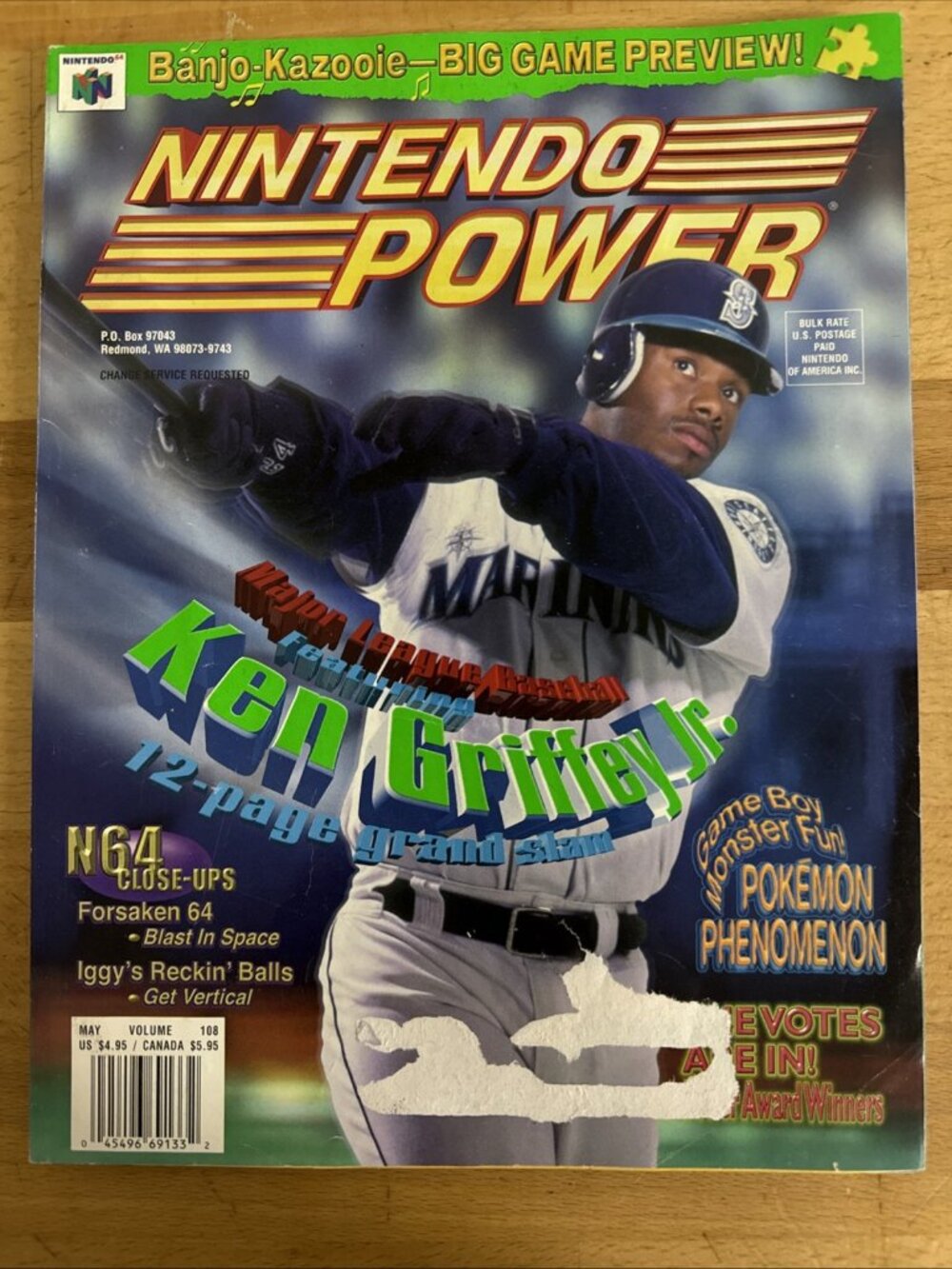 NINTENDO POWER Magazine - Ken Griffey Jr. - May 1998 - With Poster